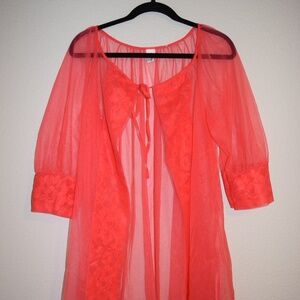 Vintage Movie Star HOT PINK Lace Lingerie Gown Sheer